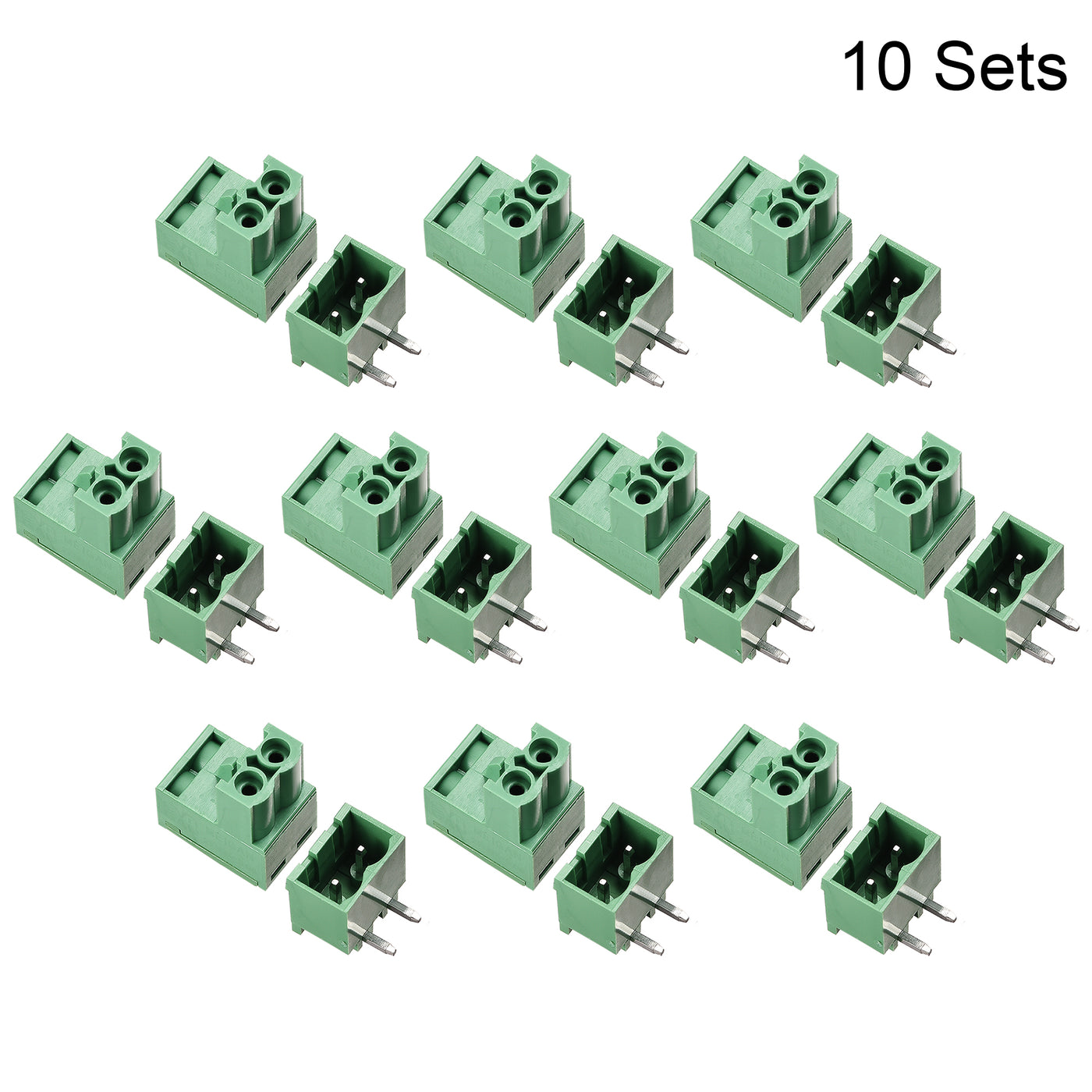 uxcell Uxcell 2-Pin 5.08mm Pitch Right Angle PCB Screw Terminal Block Connector 10 Sets