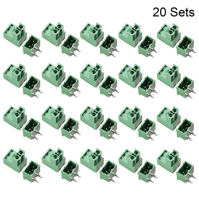 Harfington Uxcell 2-Pin 5.08mm Pitch Right Angle PCB Screw Terminal Block Connector 20 Sets