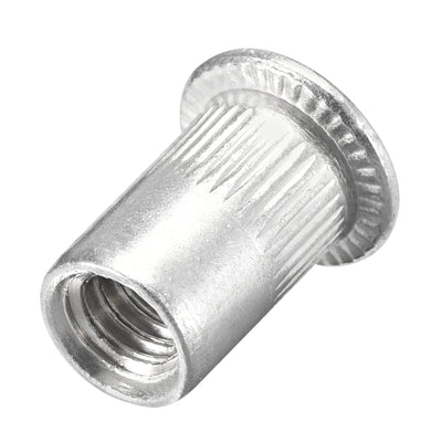 Harfington Uxcell 1/4-20 Rivet Nuts Aluminium Alloy Knurled Flat Head Threaded Insert Nut 50pcs