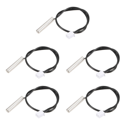 Harfington Uxcell 5pcs 5K Temperature Sensor Probe, Stainless Steel NTC Thermal Sensor Probe 20cm Digital Thermometer Extension Cable