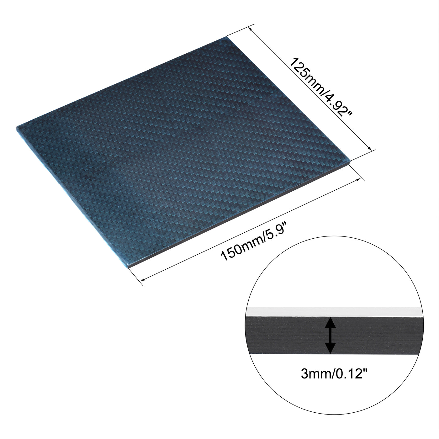 Uxcell Uxcell Carbon Fiber Plate Panel Sheets 150mm x 125mm x 3mm (Twill Matte)