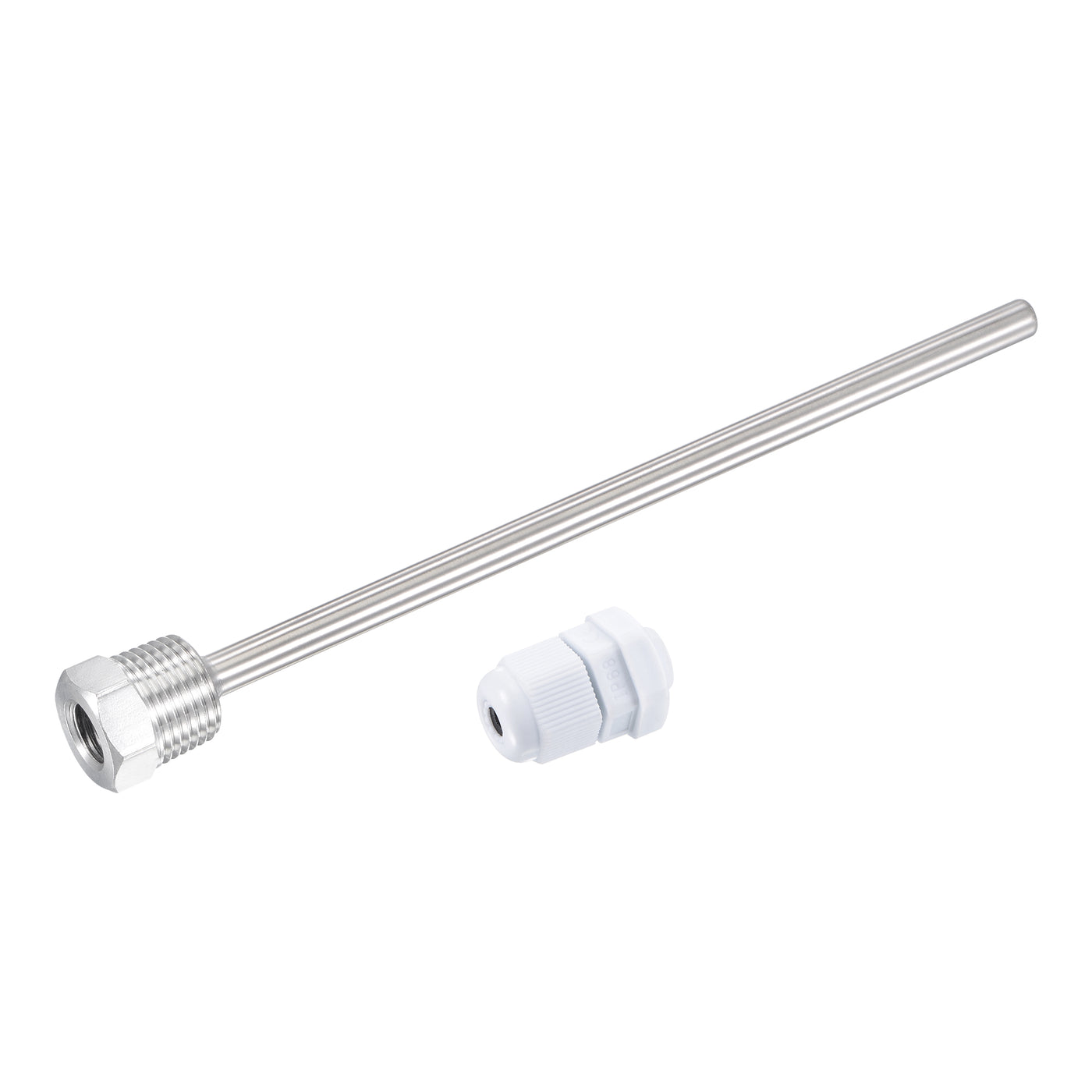 uxcell Uxcell 8mm Dia G1/2 Thermowell Weldless Stainless Steel 201 200mm Length for Beer Fermenter