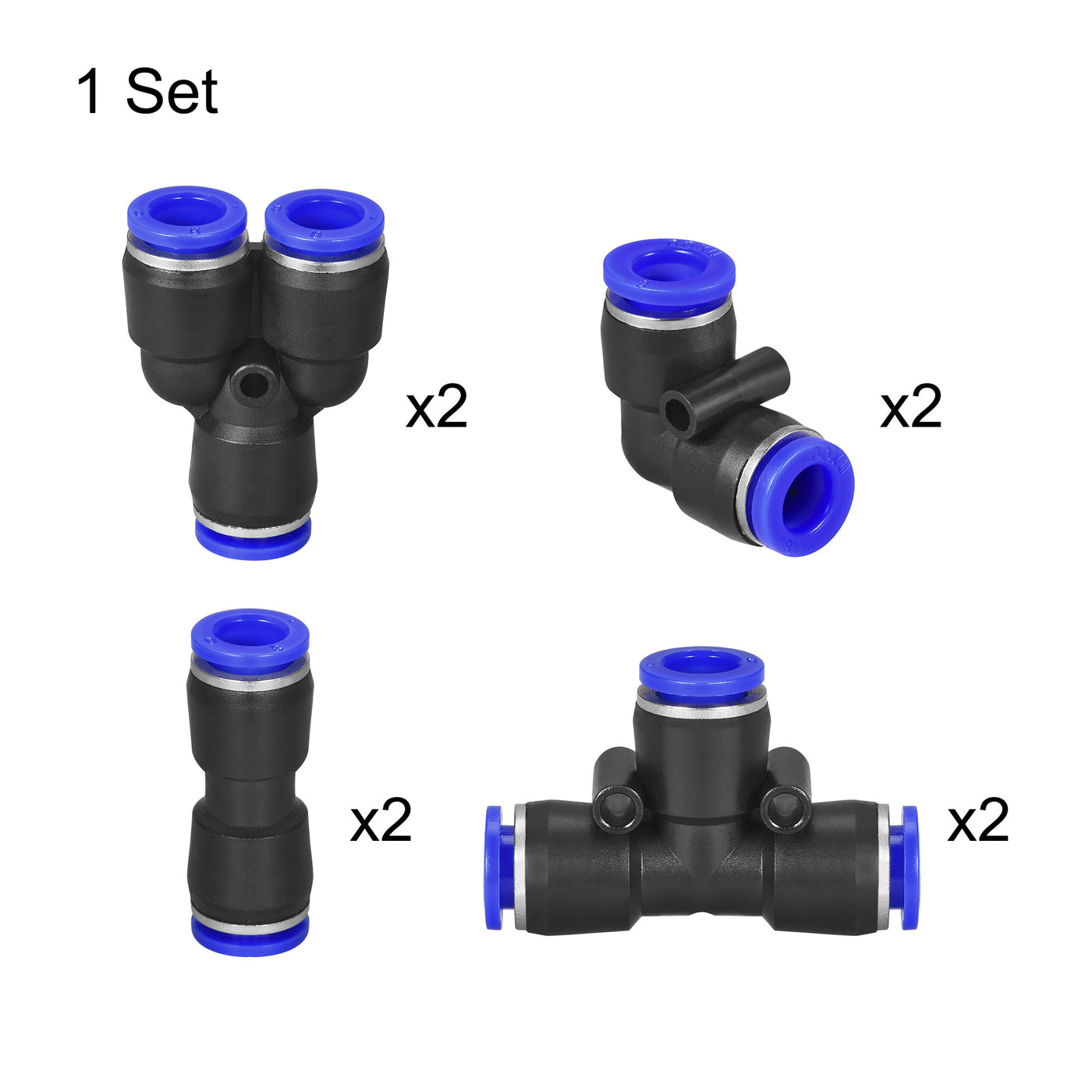 uxcell Uxcell Pneumatic Air Hose Tubing PU Air Compressor Tube 5mm/0.2''ID x 8mm/0.3''OD x 10m/32.8Ft Polyurethane Pipe Blue with Connect Fitting Kit