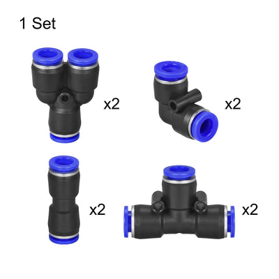 Harfington Uxcell Pneumatic Air Hose Tubing PU Air Compressor Tube 5mm/0.2''ID x 8mm/0.3''OD x 10m/32.8Ft Polyurethane Pipe Blue with Connect Fitting Kit