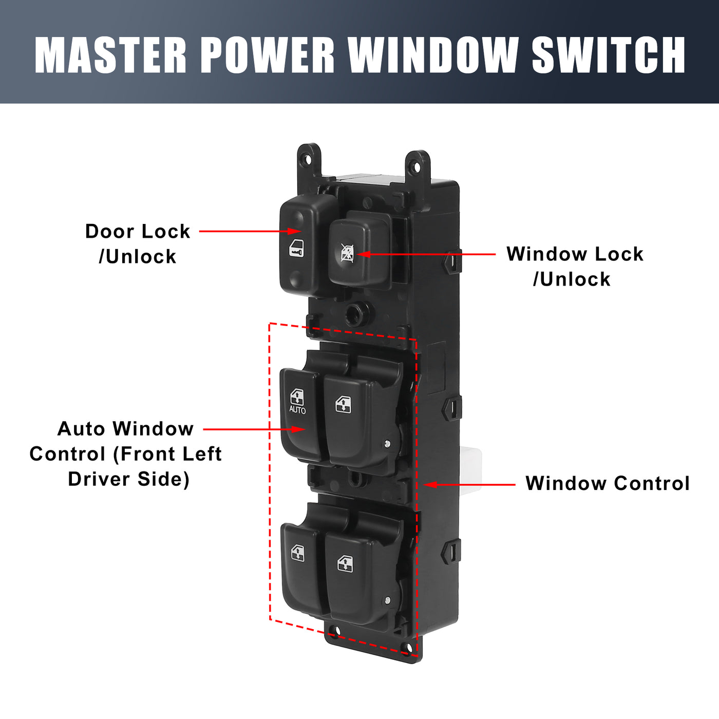 X AUTOHAUX Master Driver Side Power Window Switch 93570-3K010 Replacement for Hyundai Sonata 2005-2007 for Abarth 2000 1967