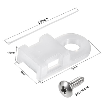 Harfington Uxcell 19mm x 9mm x 4.6mm Nylon Cable Fasten Clip with Screws and Ties White 50 Set