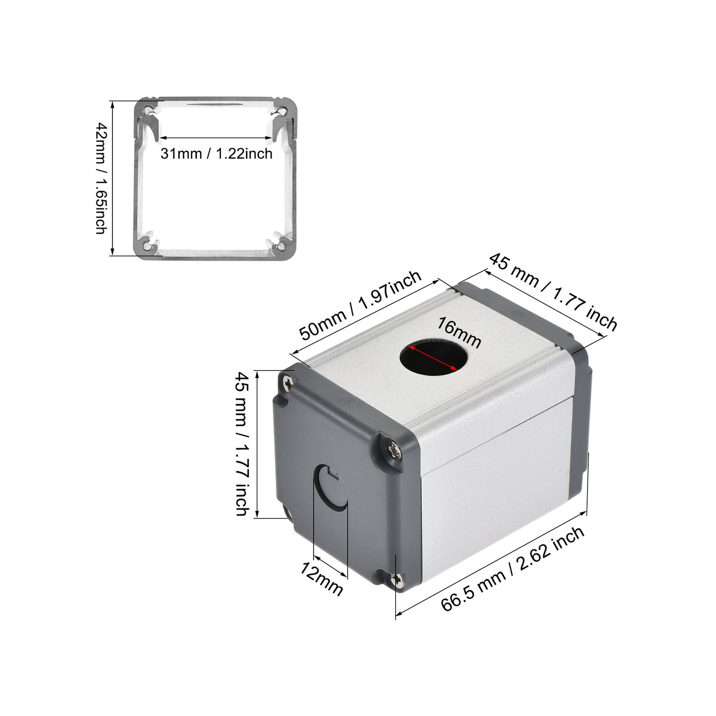 uxcell Uxcell Single Hole 16mm Aluminum Switch Button Station Box with a PG7 Cable Gland