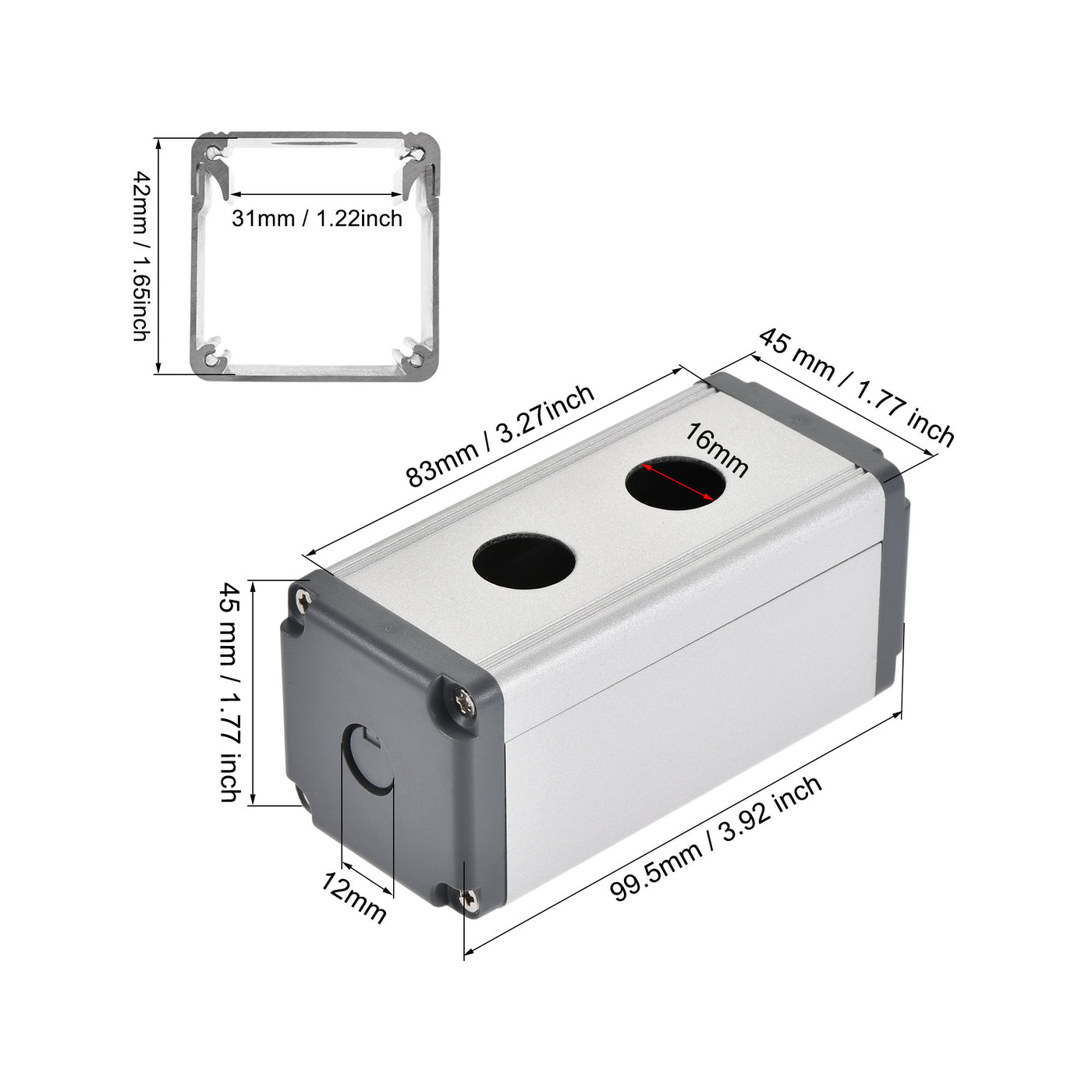 uxcell Uxcell 2 Holes 16mm Aluminum Switch Button Station Box with a PG7 Cable Gland