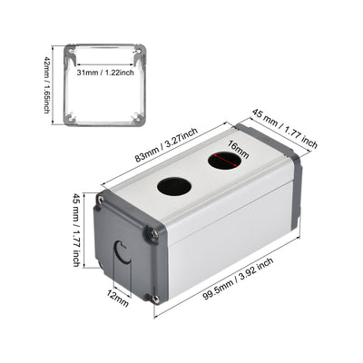 Harfington Uxcell 2 Holes 16mm Aluminum Switch Button Station Box with a PG7 Cable Gland