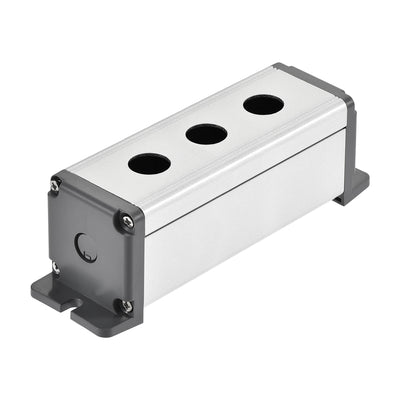 Harfington Uxcell 3 Holes 16mm Aluminum Switch Button Station Box with a PG7 Cable Gland and Mounting Base