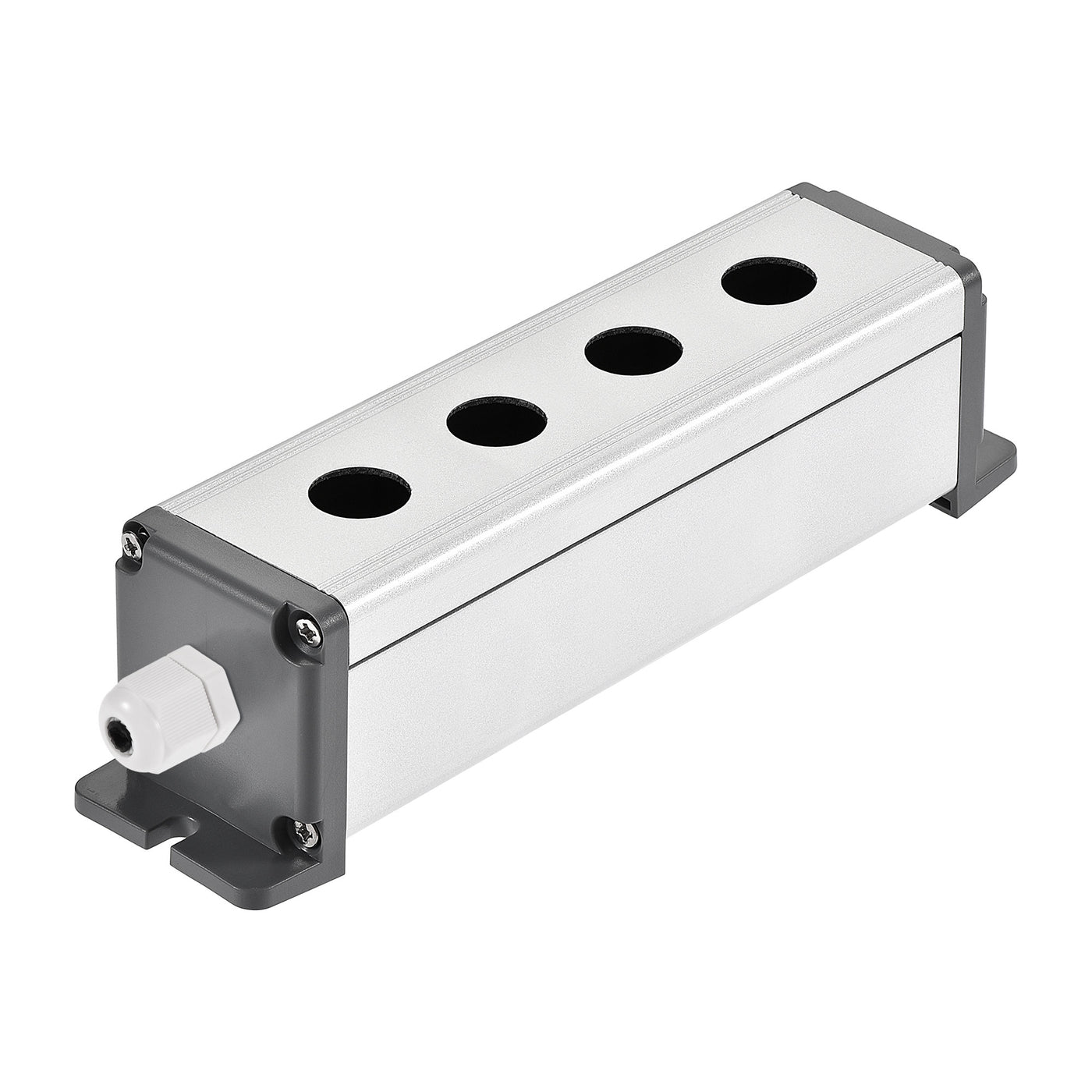 uxcell Uxcell 4 Holes 16mm Aluminum Switch Button Station Box with a PG7 Cable Gland and Mounting Base