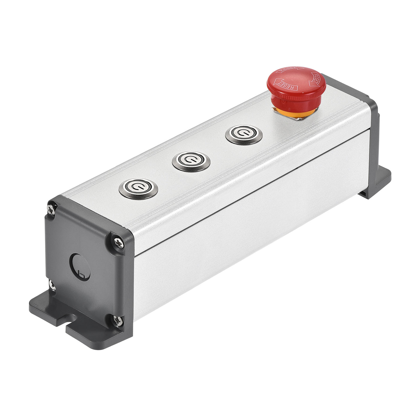 uxcell Uxcell 4 Holes 16mm Aluminum Switch Button Station Box with a PG7 Cable Gland and Mounting Base