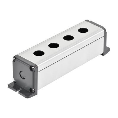 Harfington Uxcell 4 Holes 16mm Aluminum Switch Button Station Box with a PG7 Cable Gland and Mounting Base