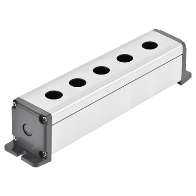 Harfington Uxcell 5 Holes 16mm Aluminum Switch Button Station Box with a PG7 Cable Gland and Mounting Base