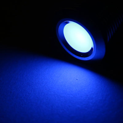 Harfington Uxcell LED Indicator Light AC/DC 12V 12mm Flush Panel Mount Blue LED Metal Shell