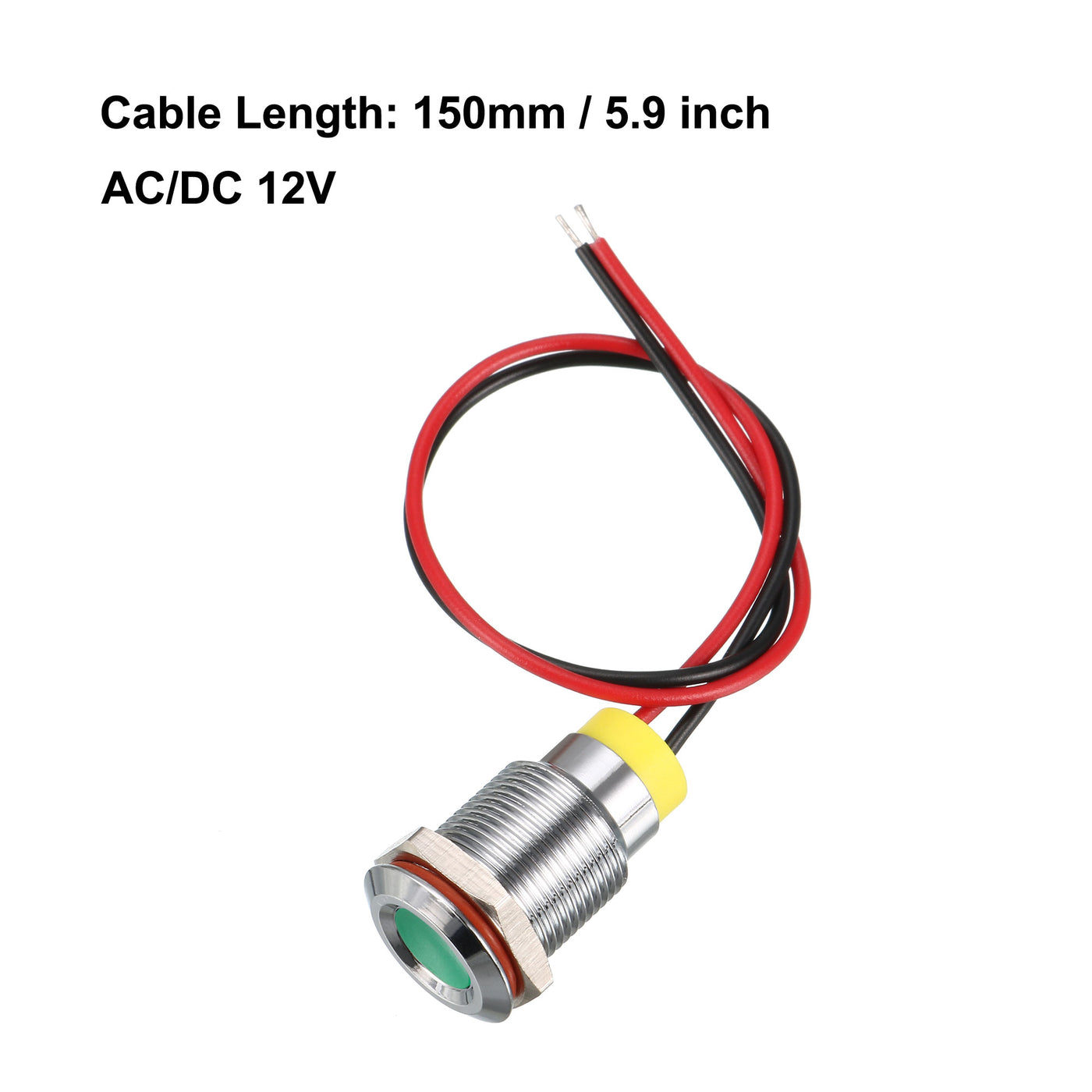 uxcell Uxcell LED Indicator Light AC/DC 12V 12mm Flush Panel Mount Green LED Metal Shell