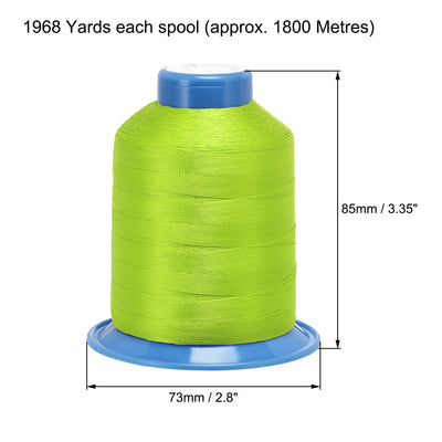 Harfington Uxcell Bonded Polyester Threads Extra-strong 1968 Yards 150D/0.25mm (Lawn Green, 2pcs)