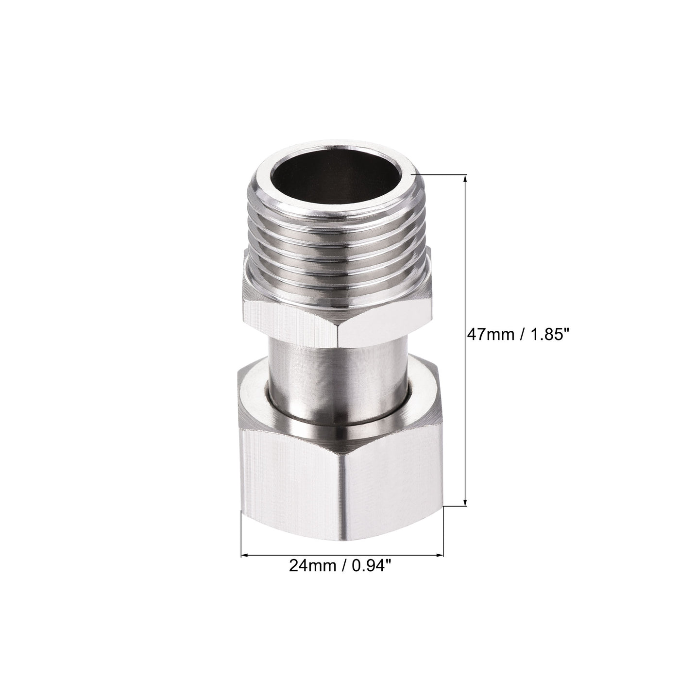 uxcell Uxcell Straight G1/2 Male to Female Pipe Fitting Connector with Gasket Nickel Plated Copper