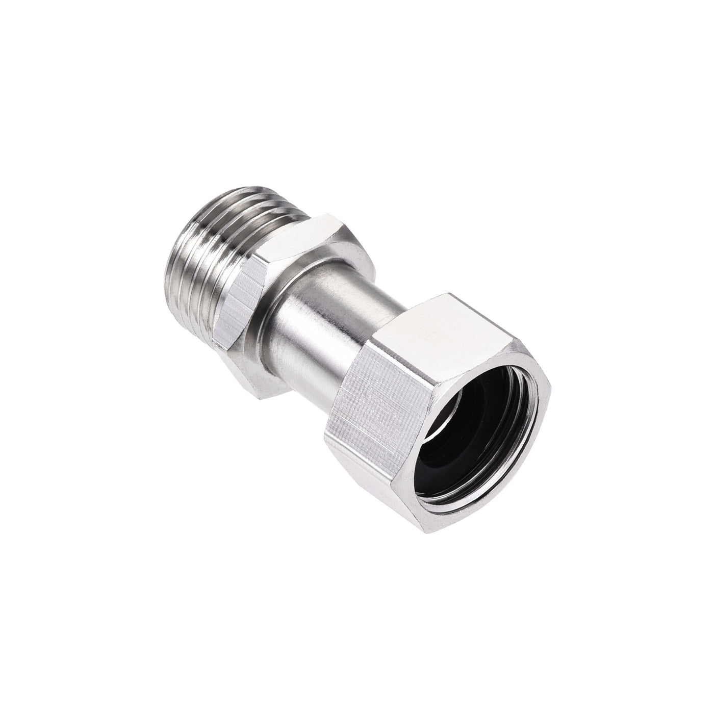 uxcell Uxcell Straight G1/2 Male to Female Pipe Fitting Connector with Gasket Nickel Plated Copper