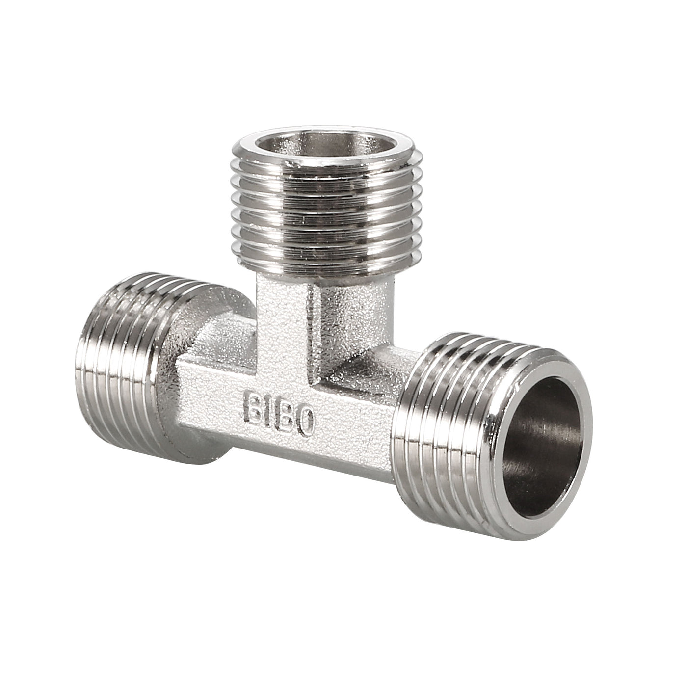 uxcell Uxcell Pipe Fitting Tee G1/2 Male Thread 3 Way T Shape Hose Connector Adapter, Nickel-Plated Copper 2pcs