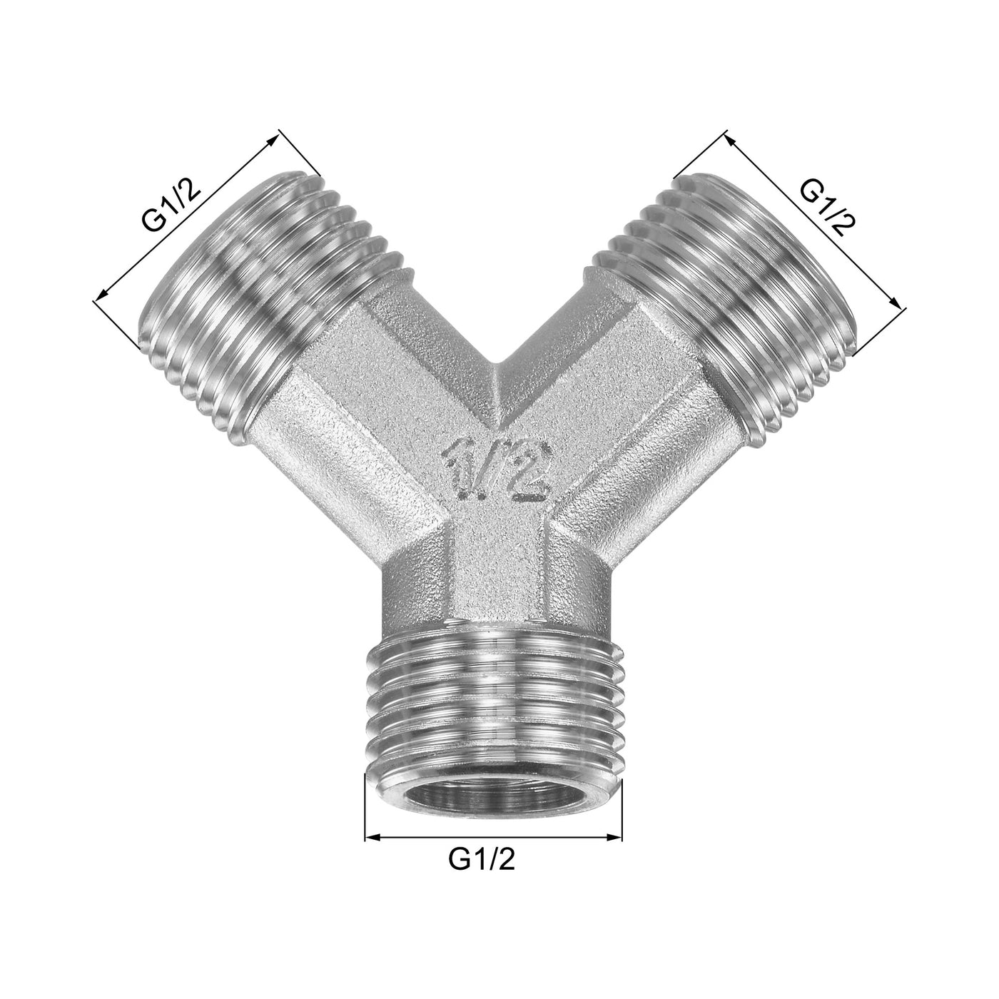 uxcell Uxcell Pipe Fitting G1/2 Male Thread Y Shape 3 Way Wye Hose Connector Adapter, Nickel-Plated Copper 2pcs