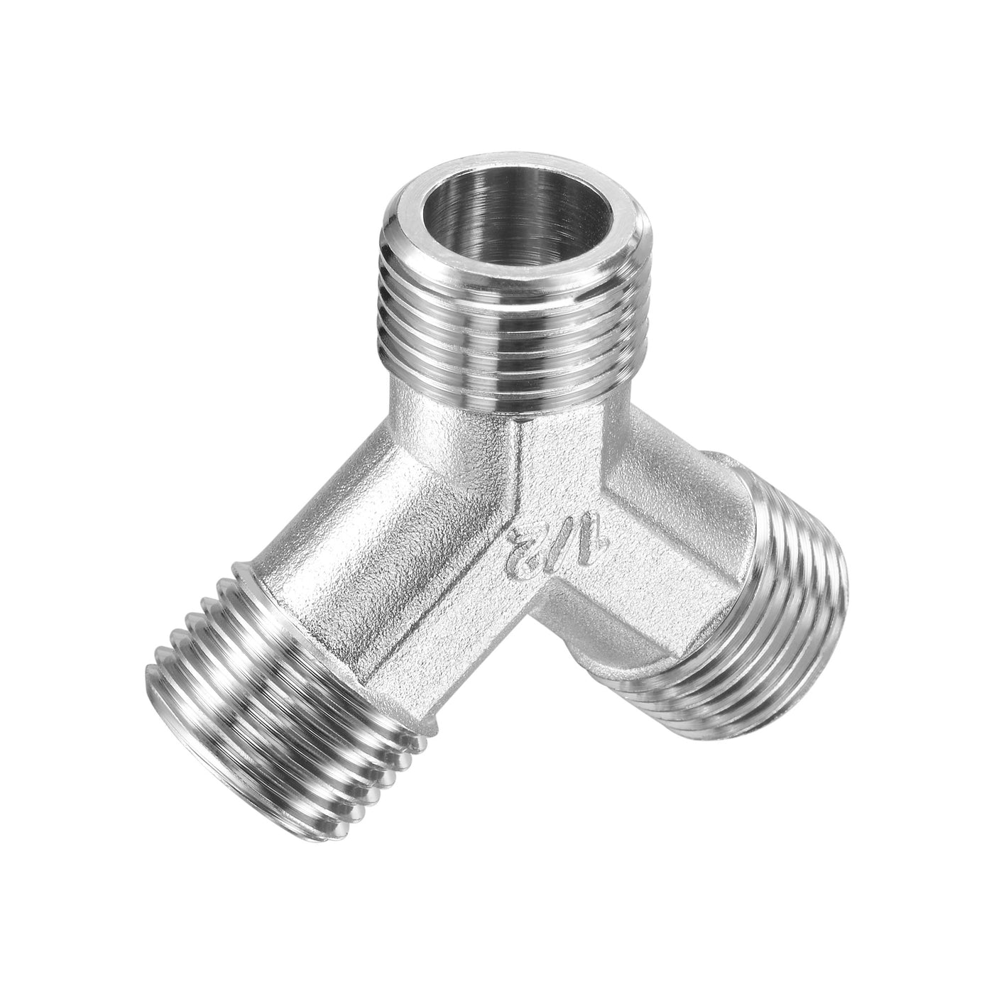 uxcell Uxcell Pipe Fitting G1/2 Male Thread Y Shape 3 Way Wye Hose Connector Adapter, Nickel-Plated Copper 2pcs