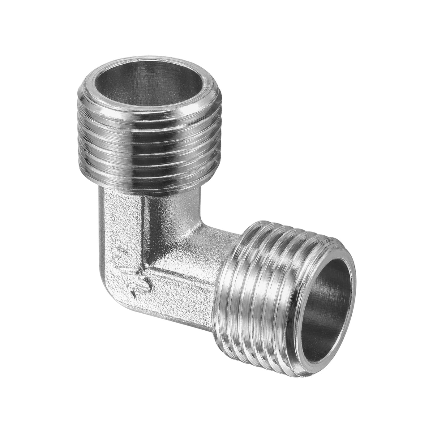 uxcell Uxcell Pipe Fitting Elbow G1/2 Male Thread 2 Way L Shape Hose Connector Adapter, Nickel-Plated Copper