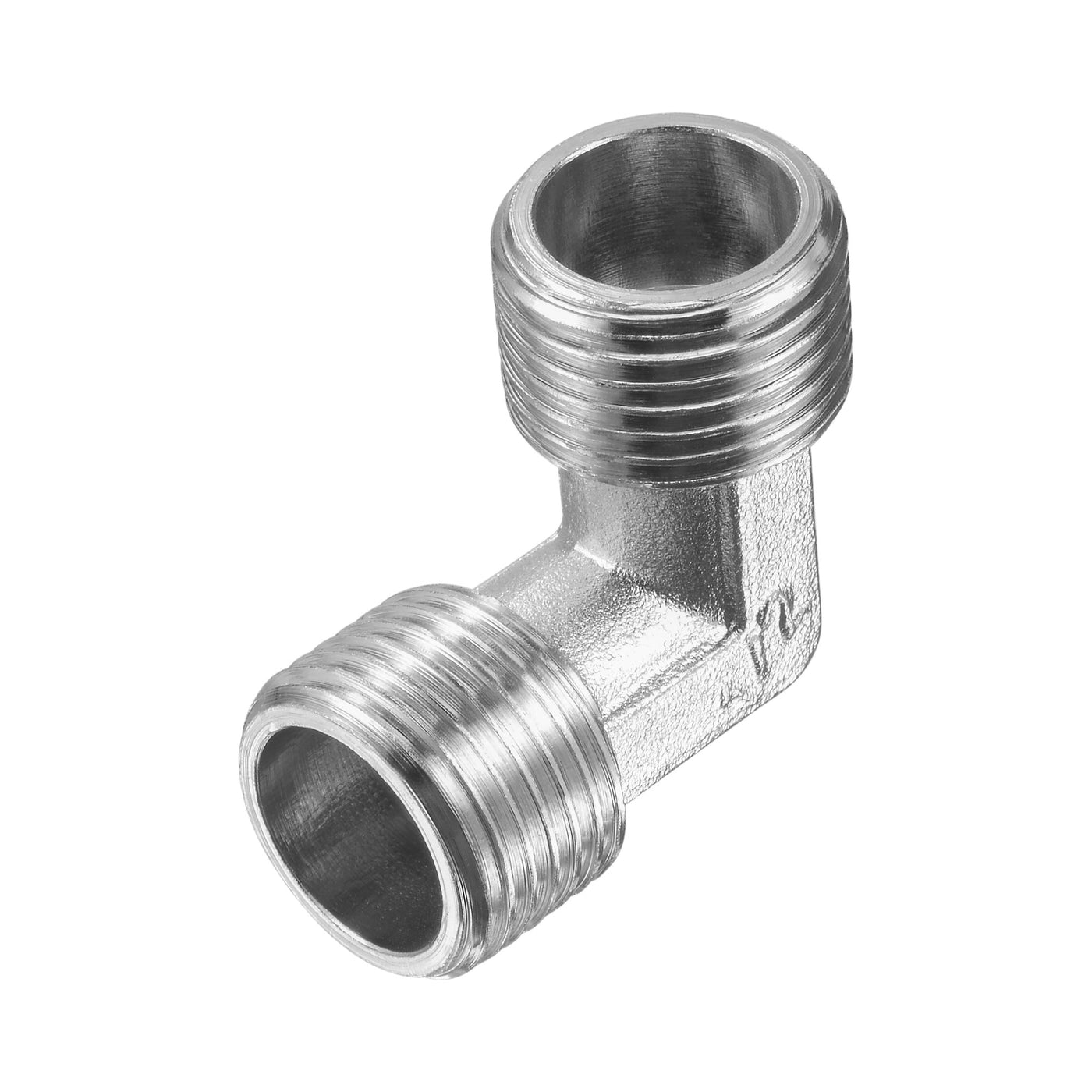 uxcell Uxcell Pipe Fitting Elbow G1/2 Male Thread 2 Way L Shape Hose Connector Adapter, Nickel-Plated Copper