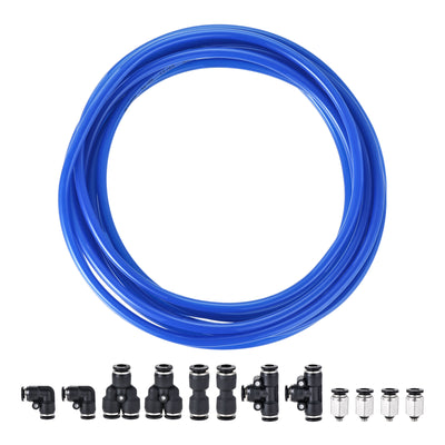 Harfington Uxcell Pneumatisch 6mm OD PU Luftschlauch Rohr Kit 5M Blau mit Schwarz drücken Verbinden Armaturen