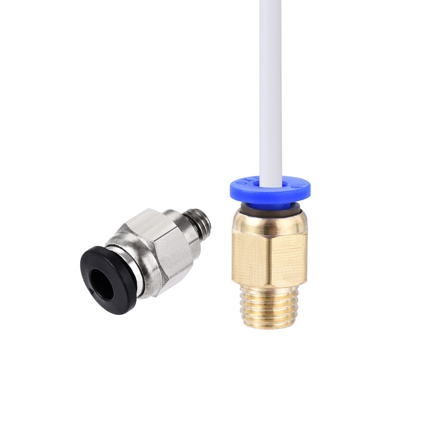 uxcell Uxcell Pneumatic PTFE Air Tubing Kit with M5 M8 Push to Connect Fittings for Air Hose Line Pipe 4mm OD 4M White