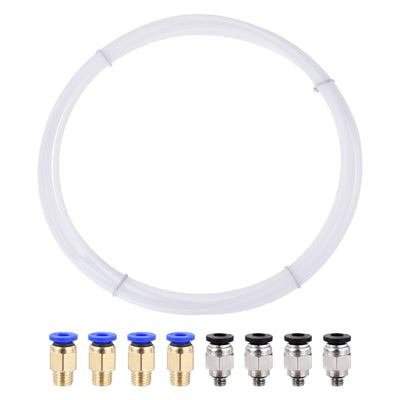 Harfington Uxcell Pneumatic PTFE Air Tubing Kit with M5 M8 Push to Connect Fittings for Air Hose Line Pipe 4mm OD 4M White