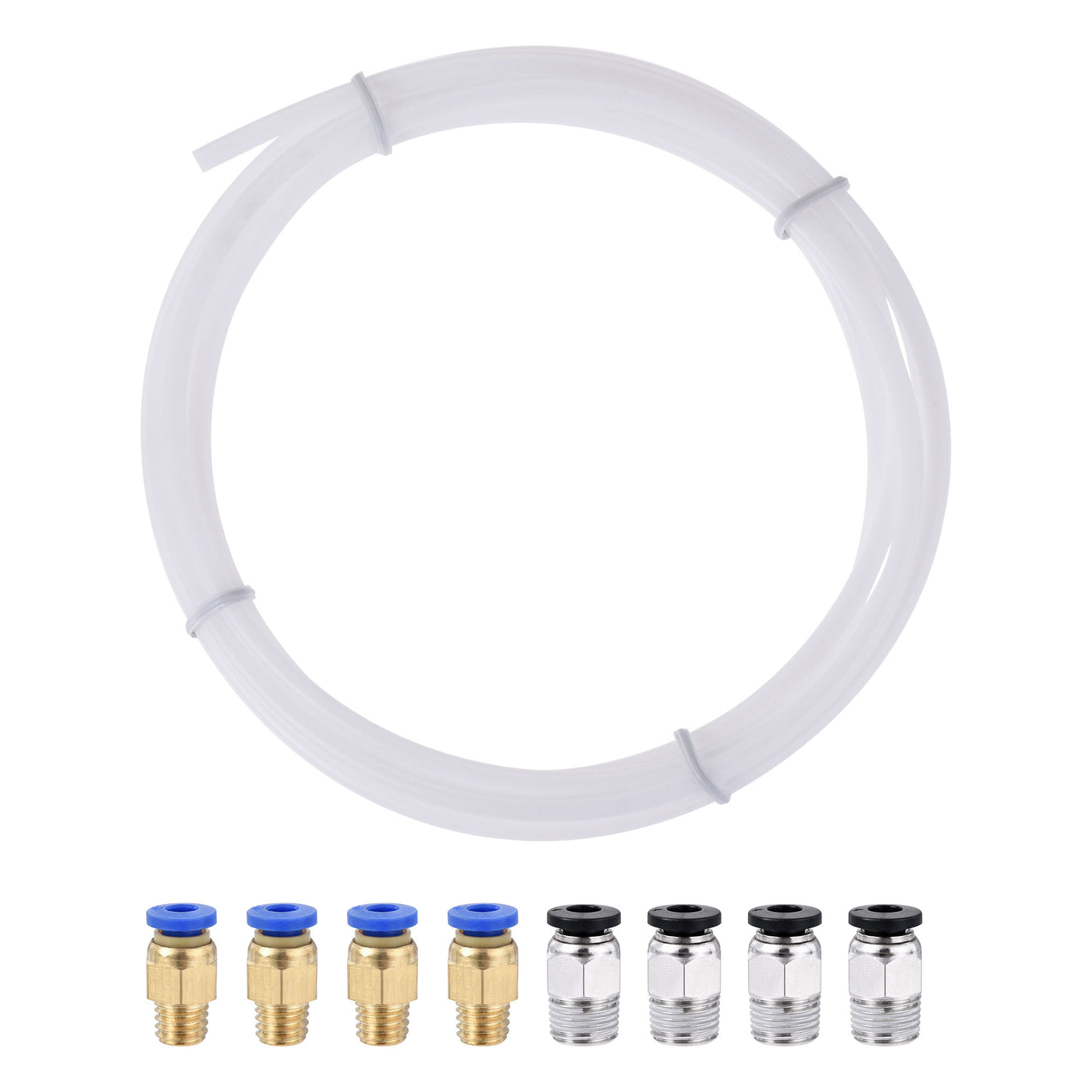 uxcell Uxcell Pneumatic PTFE Air Tubing Kit with M8 G1/8 Push to Connect Fittings for Air Hose Line Pipe 4mm OD 2M White