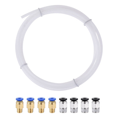 Harfington Uxcell Pneumatic PTFE Air Tubing Kit with M8 G1/8 Push to Connect Fittings for Air Hose Line Pipe 4mm OD 2M White