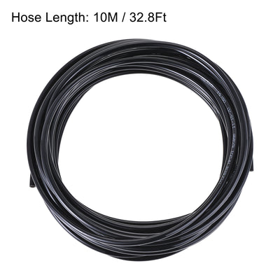 Harfington Uxcell Pneumatic PU Air Tubing Kit with Push to Connect Fittings for Air Hose Line Pipe 6mm OD 10 Meters Black