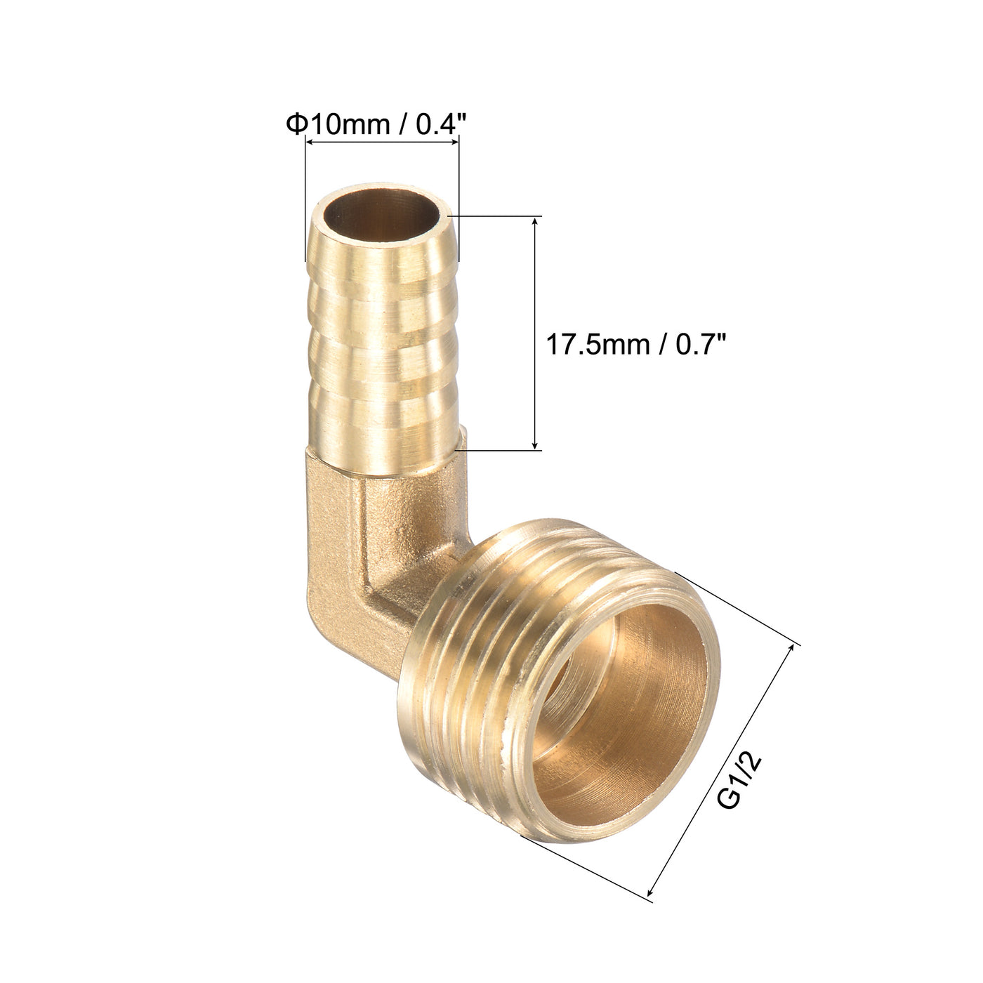 uxcell Uxcell Brass Hose Barbed Fitting Elbow Right Angle Pipe Connector with Stainless Steel Hose Clamps