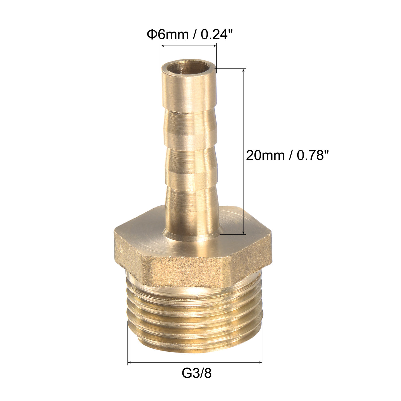 uxcell Uxcell Brass Hose Barb Fitting Straight Male Thread Pipe Connector with Stainless Steel Hose Clamp