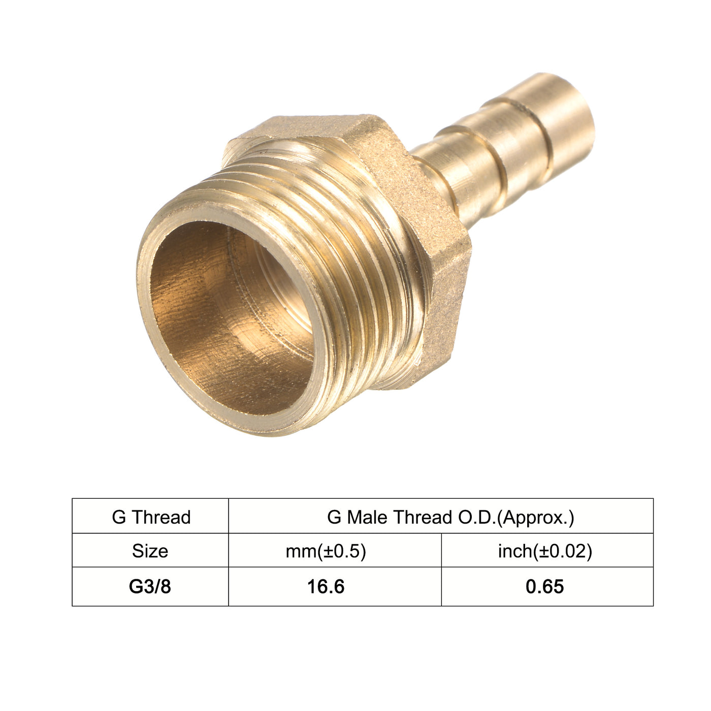 uxcell Uxcell Brass Hose Barb Fitting Straight Male Thread Pipe Connector with Stainless Steel Hose Clamp