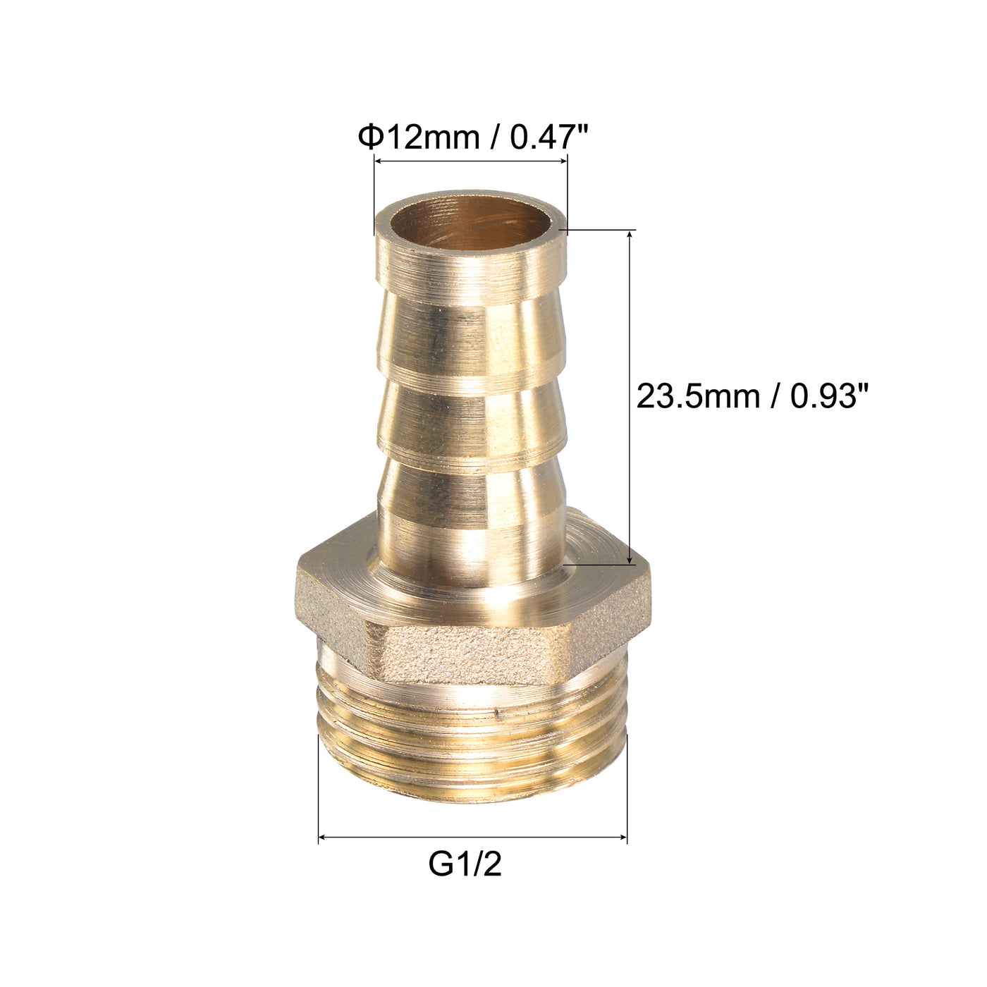 Uxcell Uxcell Brass Hose Barb Fitting Straight 6mm x G1/2 Male Thread Pipe Connector with Stainless Steel Hose Clamp, Pack of 2