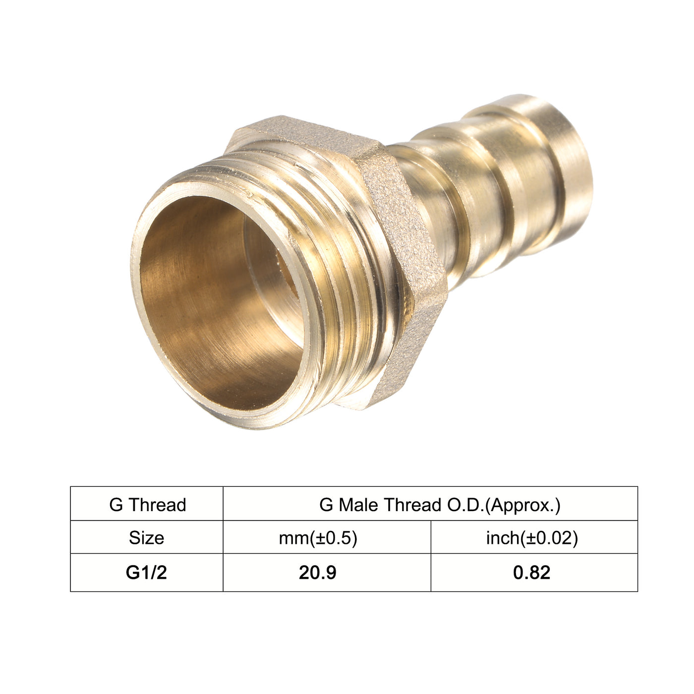 Uxcell Uxcell Brass Hose Barb Fitting Straight 6mm x G1/2 Male Thread Pipe Connector with Stainless Steel Hose Clamp, Pack of 2