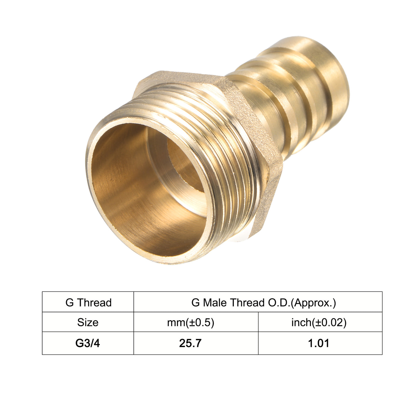 uxcell Uxcell Brass Hose Barb Fitting Straight 16mm x G3/4 Male Thread Pipe Connector with Stainless Steel Hose Clamp, Pack of 2