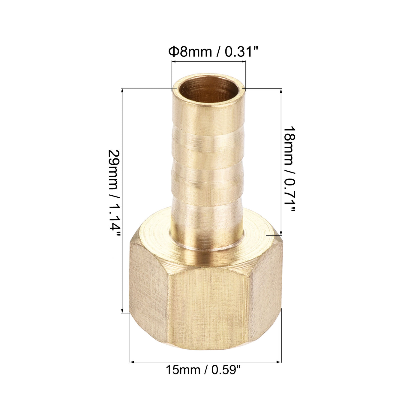 Uxcell Uxcell Brass Barb Hose Fitting Connector Adapter 12mm Barbed x G1/4 Female Pipe with 9-16mm Hose Clamp 2Set