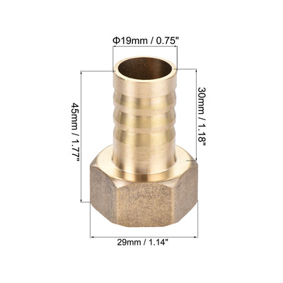 Harfington Uxcell 2 Sätz Messing Barb Schlauchanschluss Adapter 19mm Barbed x G3/4 Innenrohr mit 16-25mm Schlauchklemme