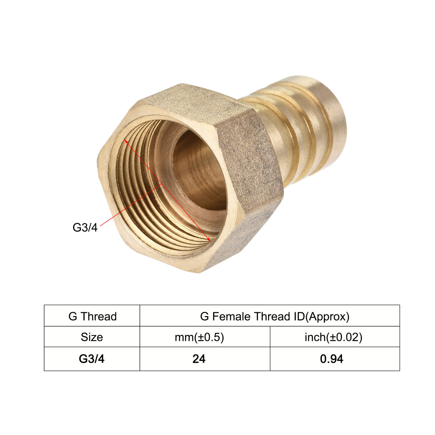 uxcell Uxcell 2 Sätz Messing Barb Schlauchanschluss Adapter 19mm Barbed x G3/4 Innenrohr mit 16-25mm Schlauchklemme