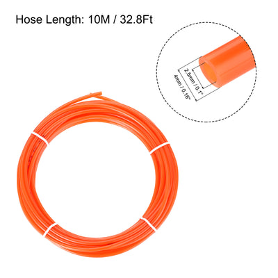 Harfington Uxcell Pneumatic 4mm OD Polyurethane PU Air Hose Tubing Kit 10 Meters Clear with 14 Pcs Push to Connect Fittings