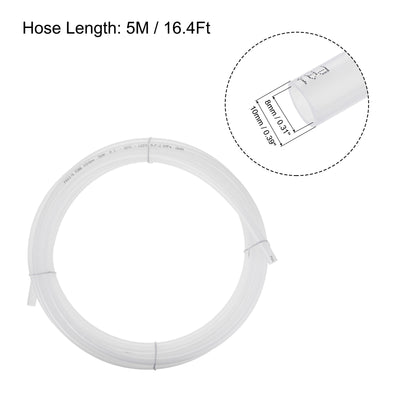 Harfington Uxcell Pneumatic 10mm OD Nylon Air Hose Tubing Kit 5 Meters White with 14 Pcs Push to Connect Fittings