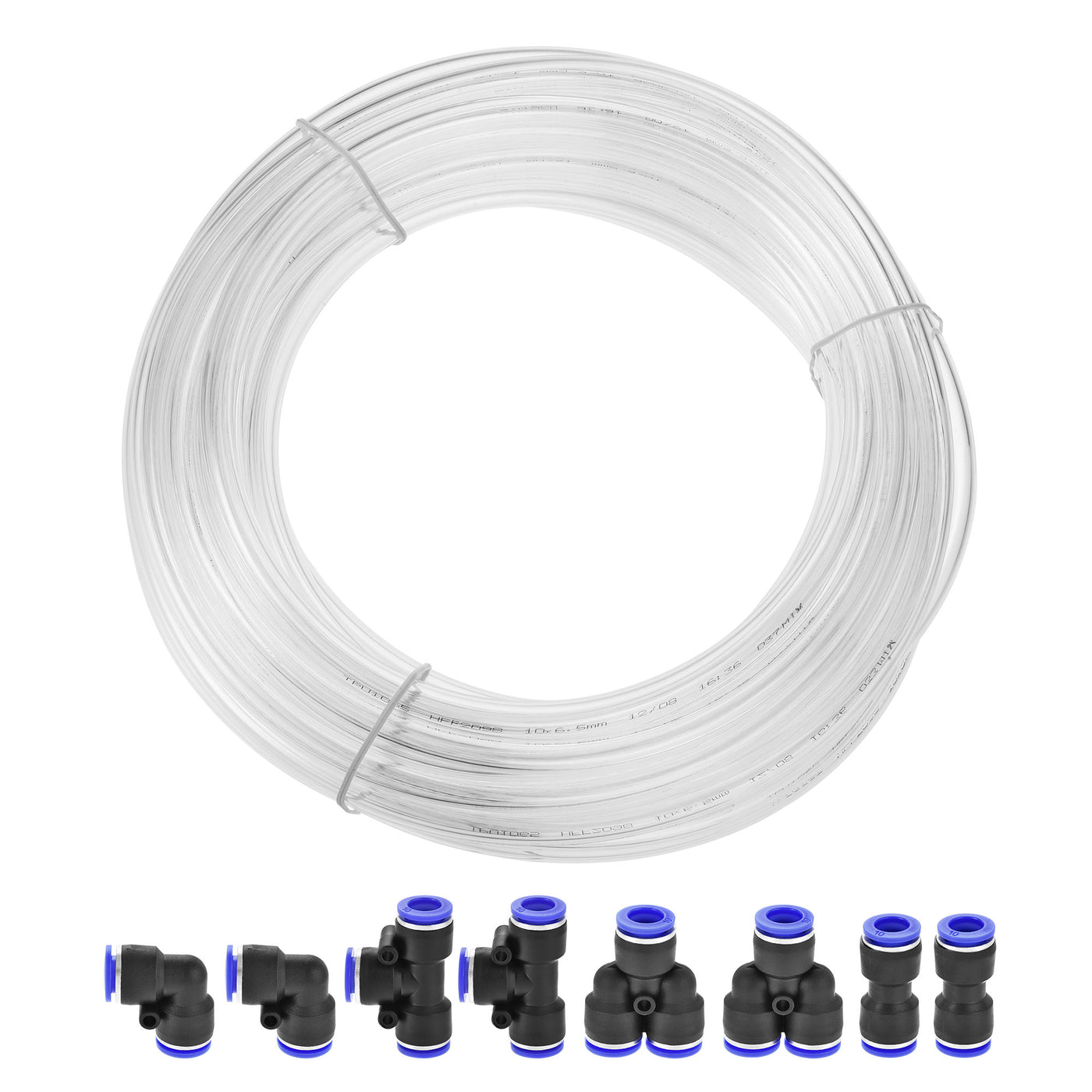 uxcell Uxcell Pneumatic OD Polyurethane PU Air Hose Tubing Kit with 8 Pcs Push to Connect Fittings