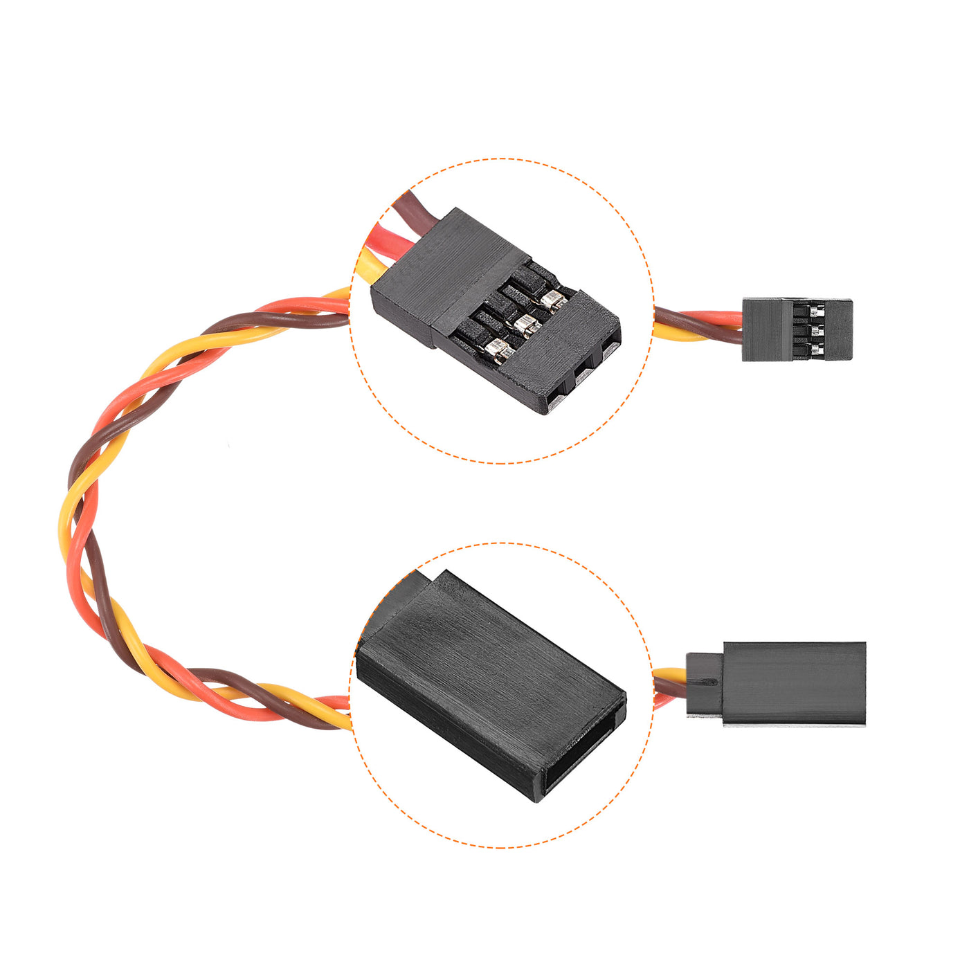 uxcell Uxcell 10pcs 3-Pin Servo Extension Cable Cord Connectors Lead Wire Male to Female 22AWG 60-Cores Servo Receiver Wire