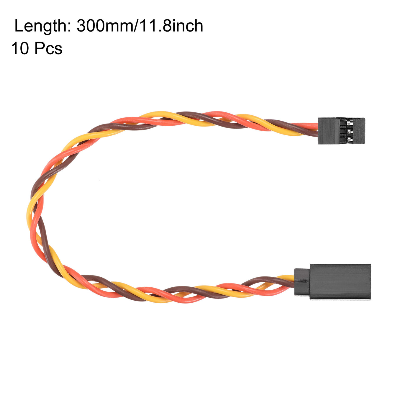 uxcell Uxcell 10pcs 3-Pin Servo Extension Cable Cord Connectors Lead Wire Male to Female 22AWG 60-Cores Servo Receiver Wire