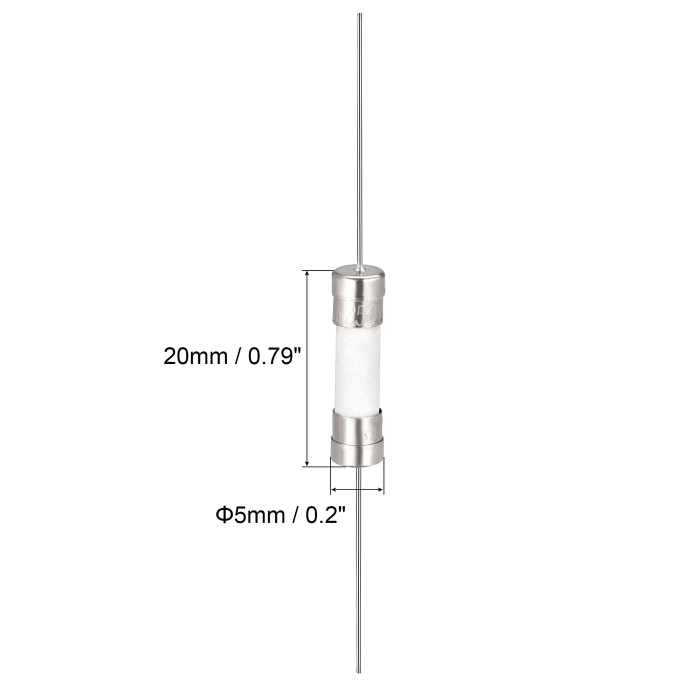 uxcell Uxcell Fast Blow Fuse Lead Wire Ceramic Fuses 5mm x 20mm 250V F25A 5Pcs