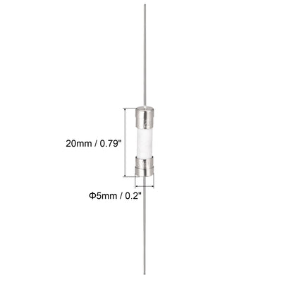 Harfington Uxcell 10 Stück Schnelle Sicherung Anschlussdraht Keramik Sicherungen 5mm x 20mm 250V F20A